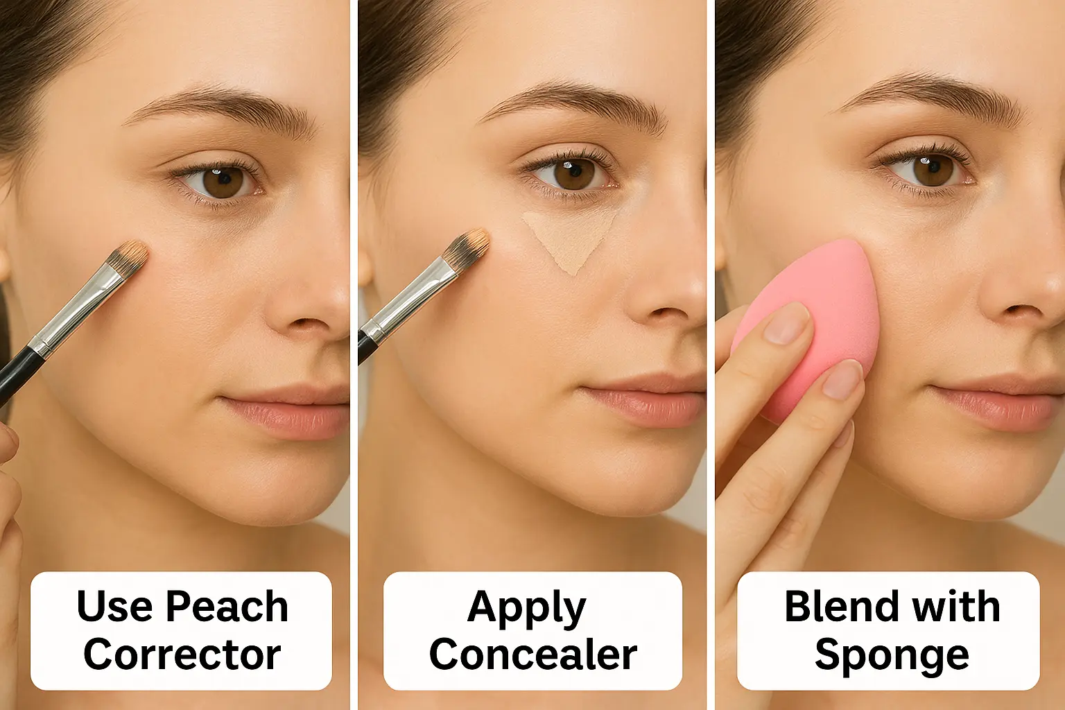 collage tutorial to erase dark circles with concealer
