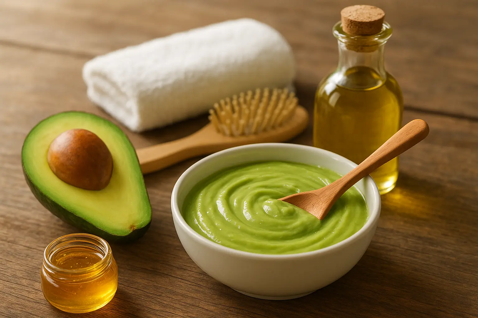 DIY hair mask with avocado and honey