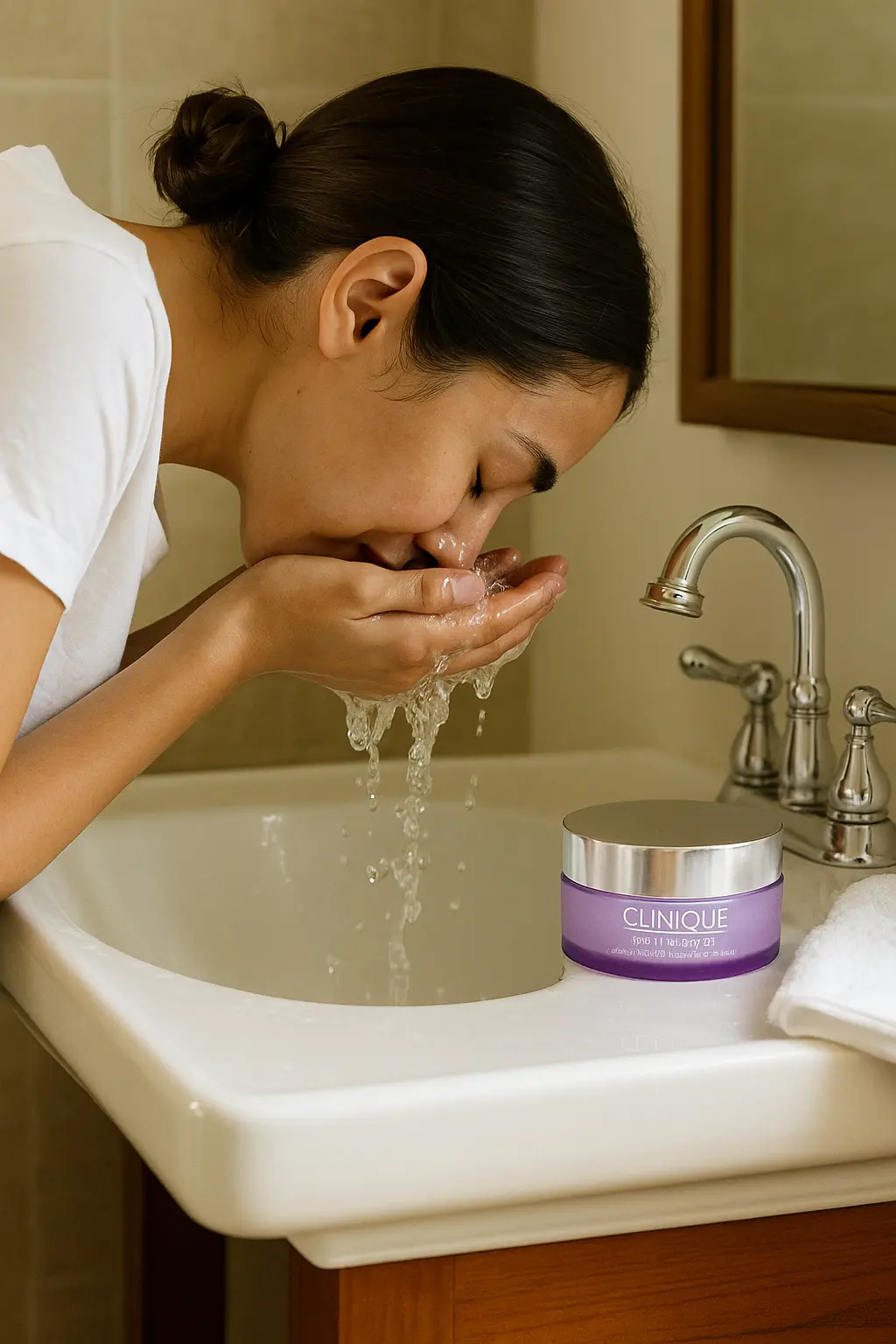 Oily skin cleanser in use