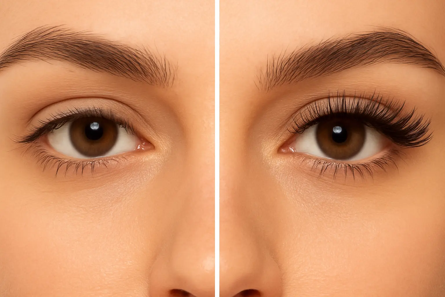 Before and After Natural-Looking False Lashes