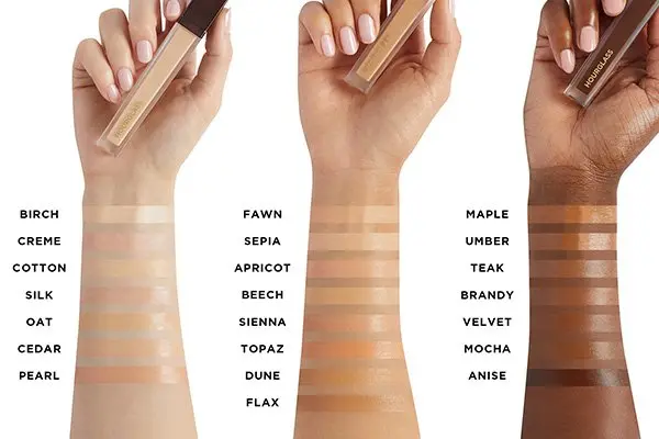 Right concealer shades swatched on skin