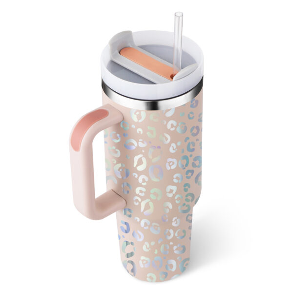 40oz Stainless Steel Insulated Tumbler with Handle & Straw – Spill-Proof Travel Mug - Image 7