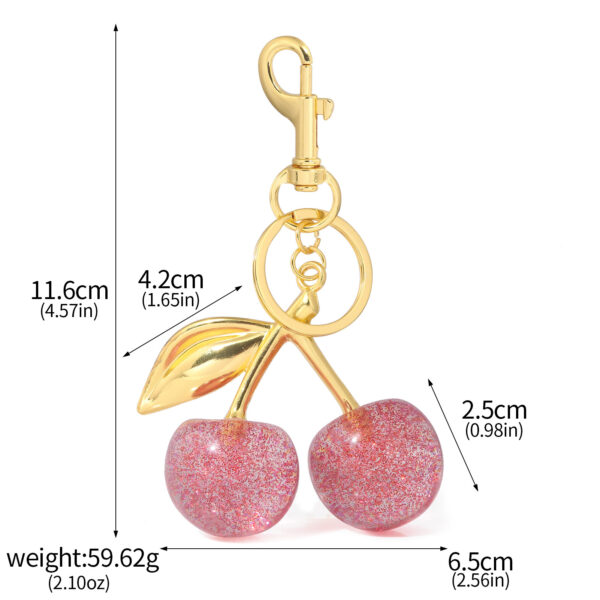 Red Cherry Crystal Bag Glitter Keychain - Image 3
