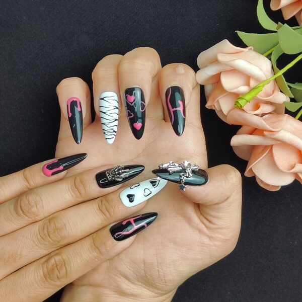 GGddsha Dark Series Pure Handmade Press On Nails - Image 3