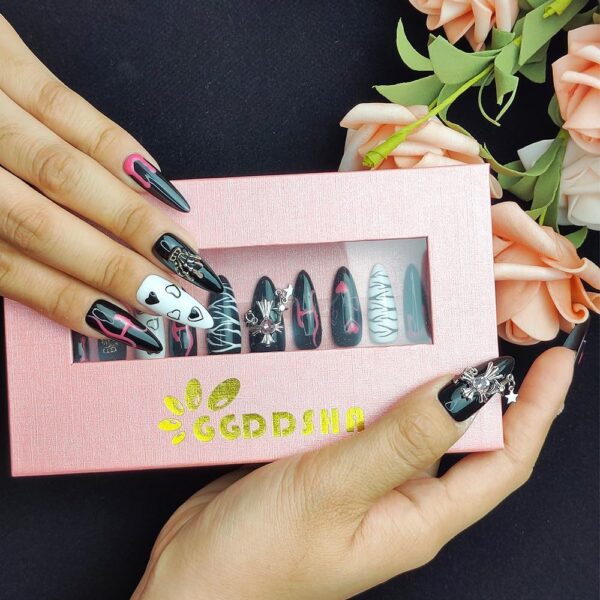 GGddsha Dark Series Pure Handmade Press On Nails - Image 2