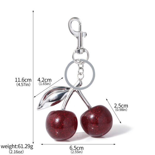 Red Cherry Crystal Bag Glitter Keychain - Image 6