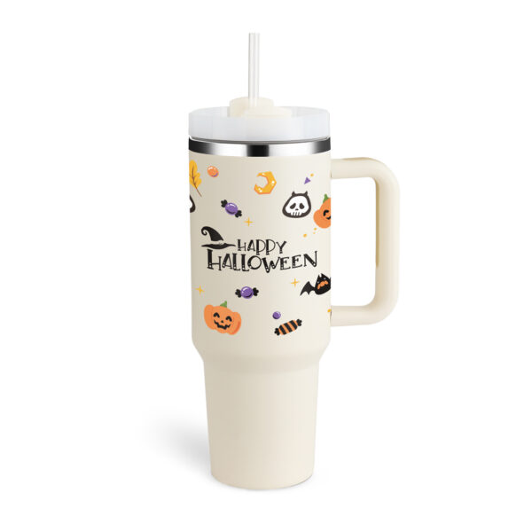 40oz Stainless Steel Insulated Tumbler with Handle & Straw – Spill-Proof Travel Mug - Image 4