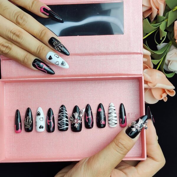 GGddsha Dark Series Pure Handmade Press On Nails - Image 4
