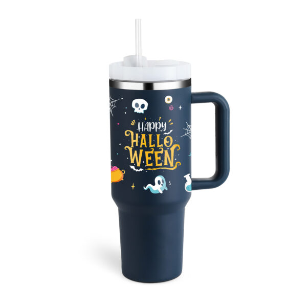 40oz Stainless Steel Insulated Tumbler with Handle & Straw – Spill-Proof Travel Mug - Image 6