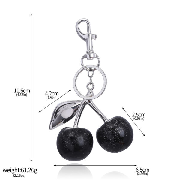 Red Cherry Crystal Bag Glitter Keychain - Image 5