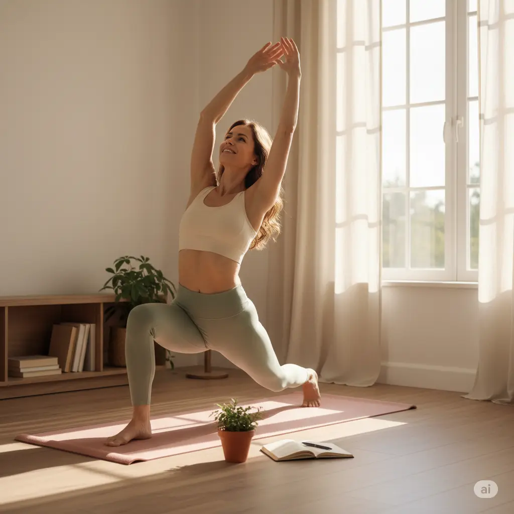 Woman practicing yoga for thyroid health