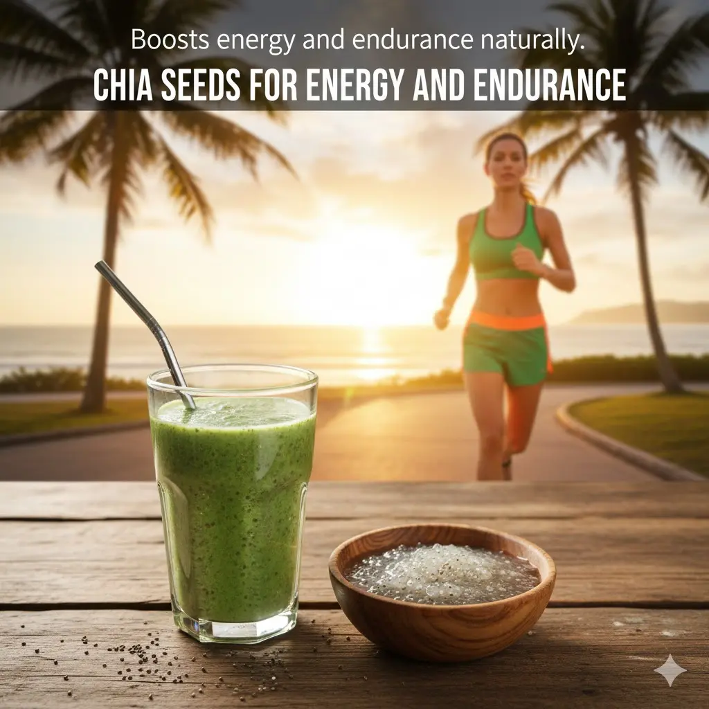 Runner drinking chia lemonade before a morning jog