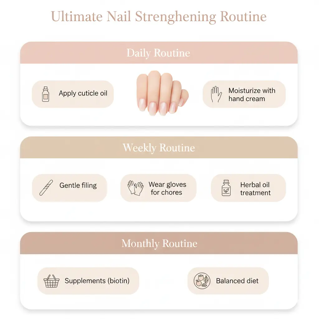 Daily and weekly nail care routine illustration