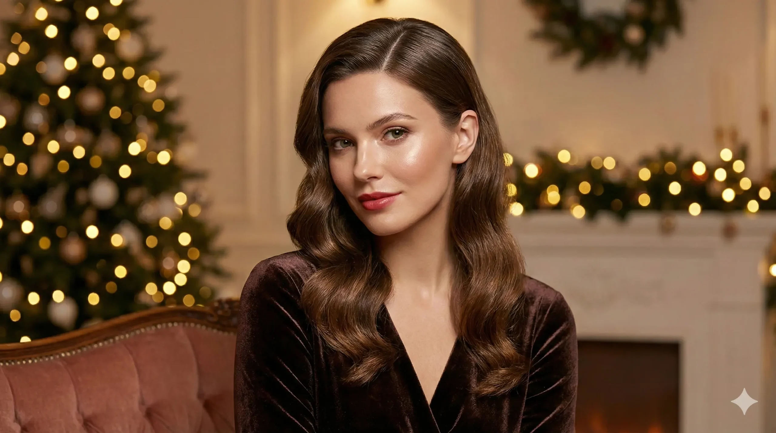Glam Hollywood waves Christmas hairstyle