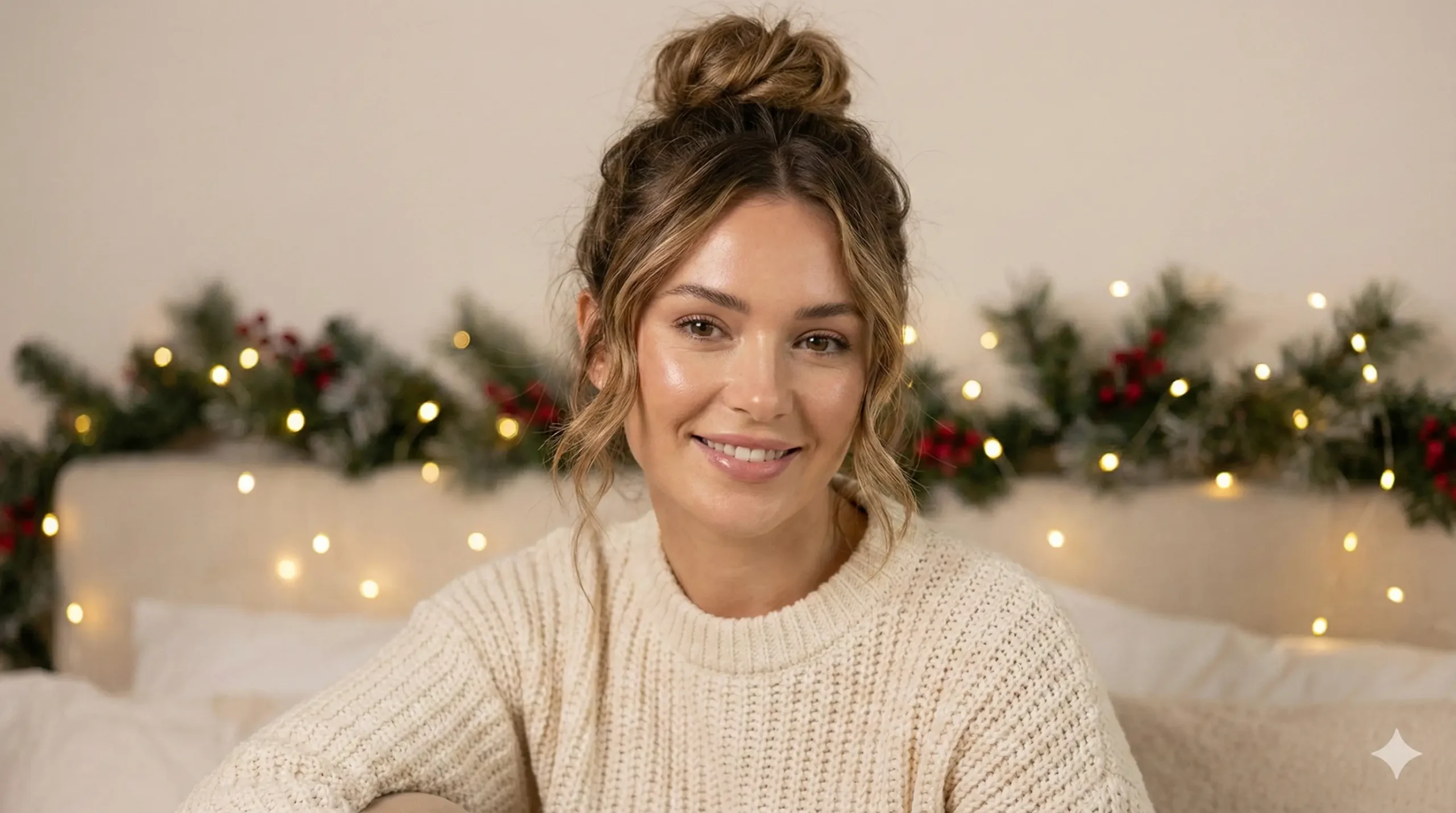Textured messy bun Christmas hairstyle