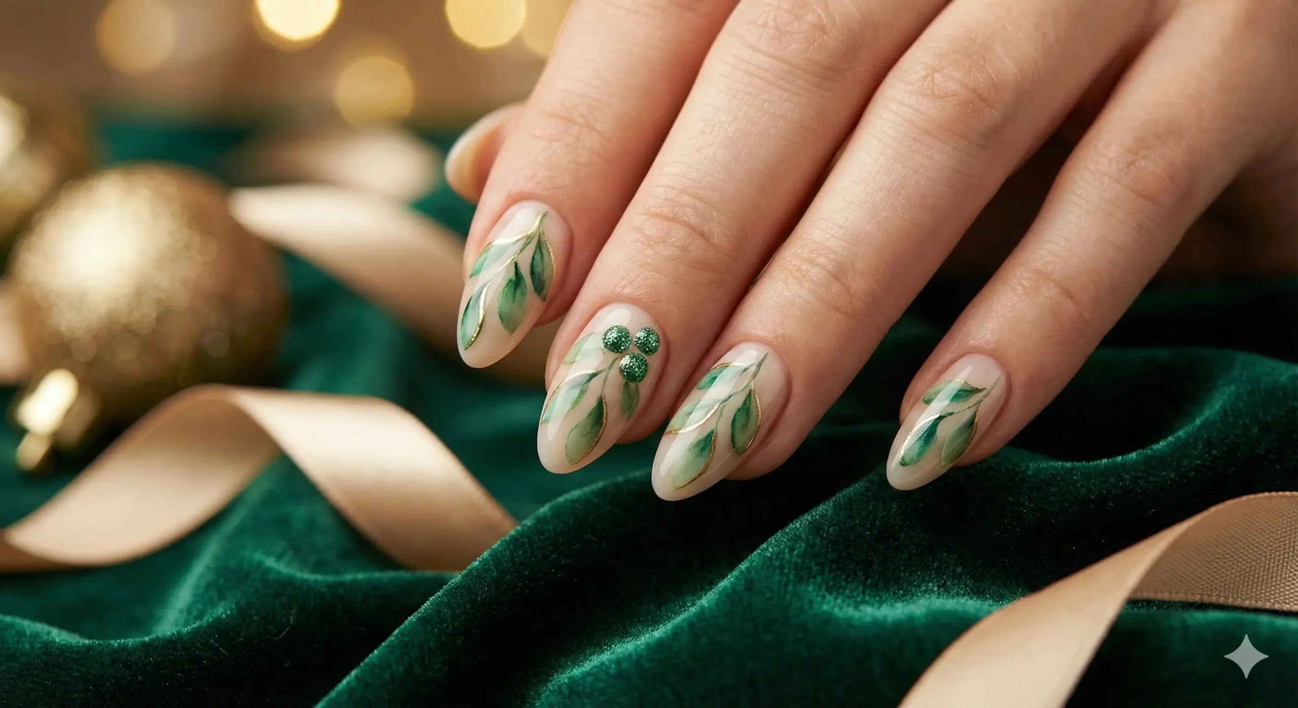 Mistletoe Accent Nails