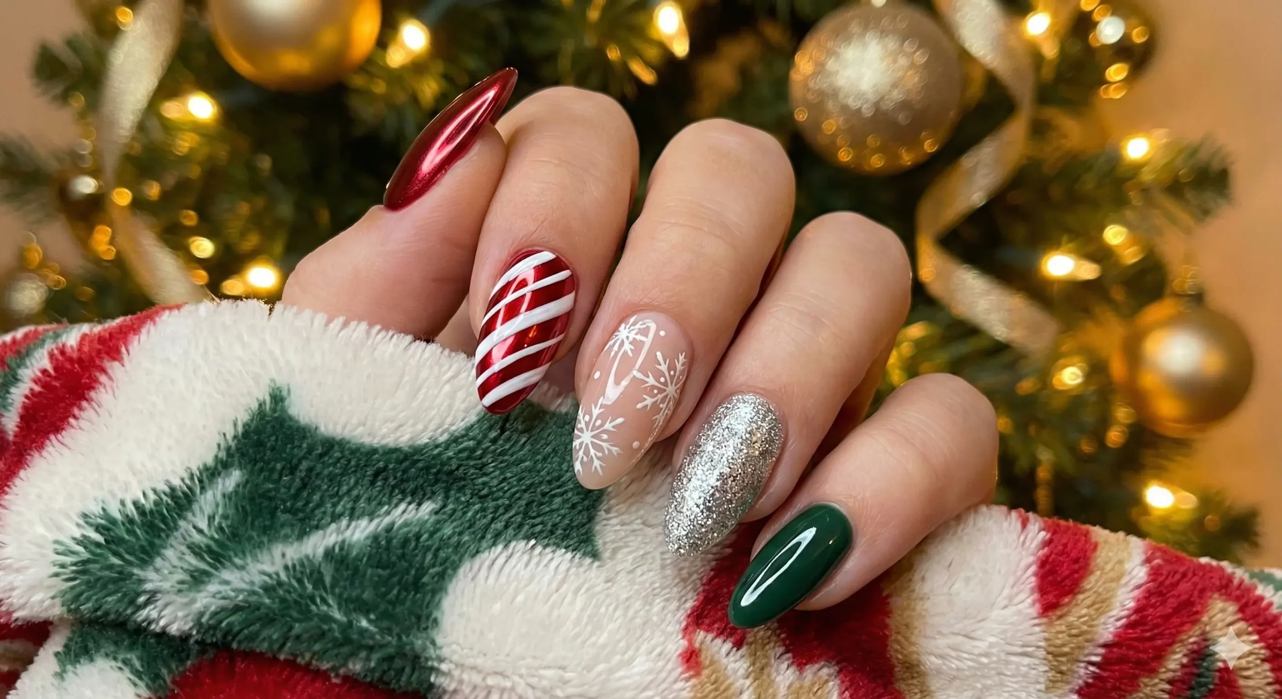 Festive Mixed Set Nail Design