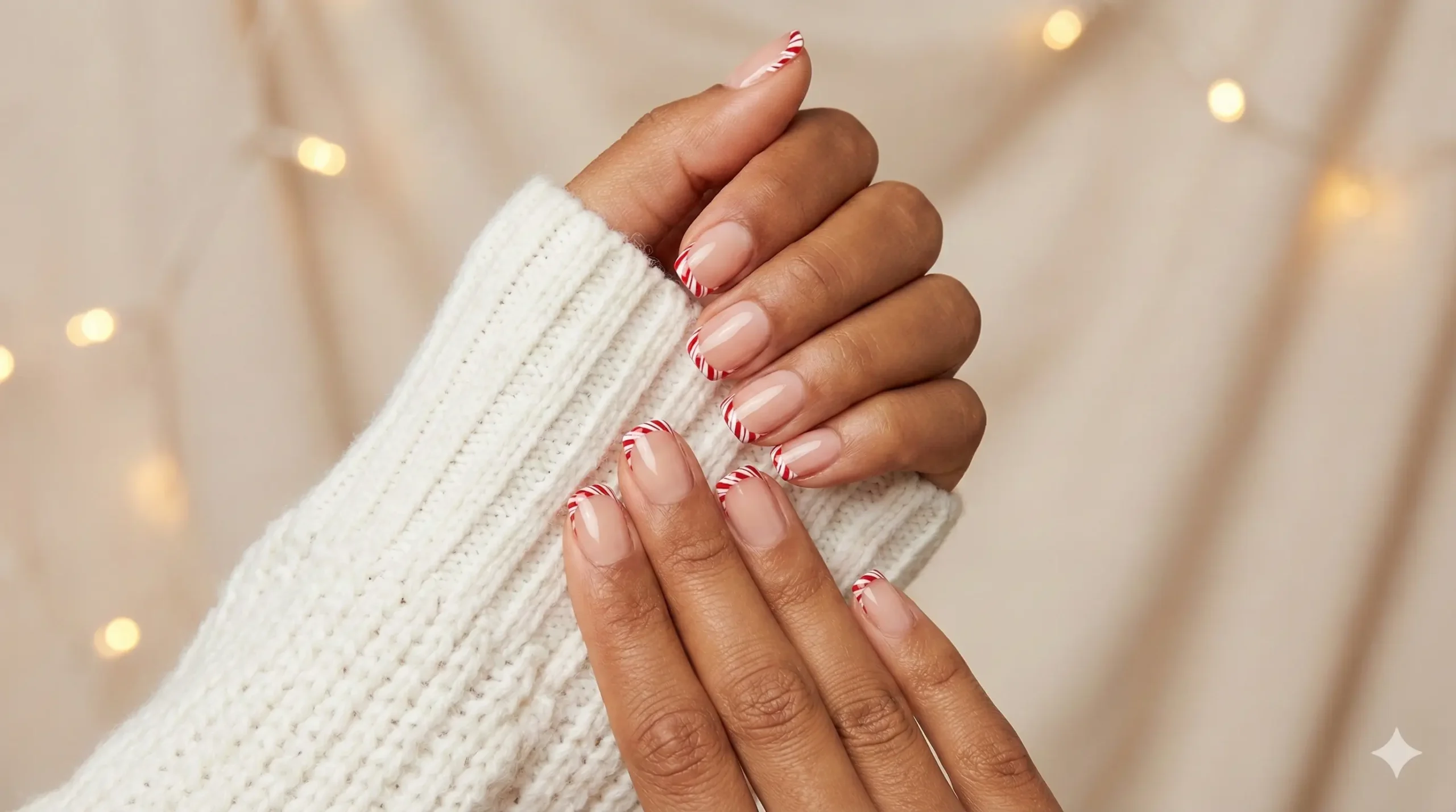 Candy Cane Border Nails - FemmeGlowDaily