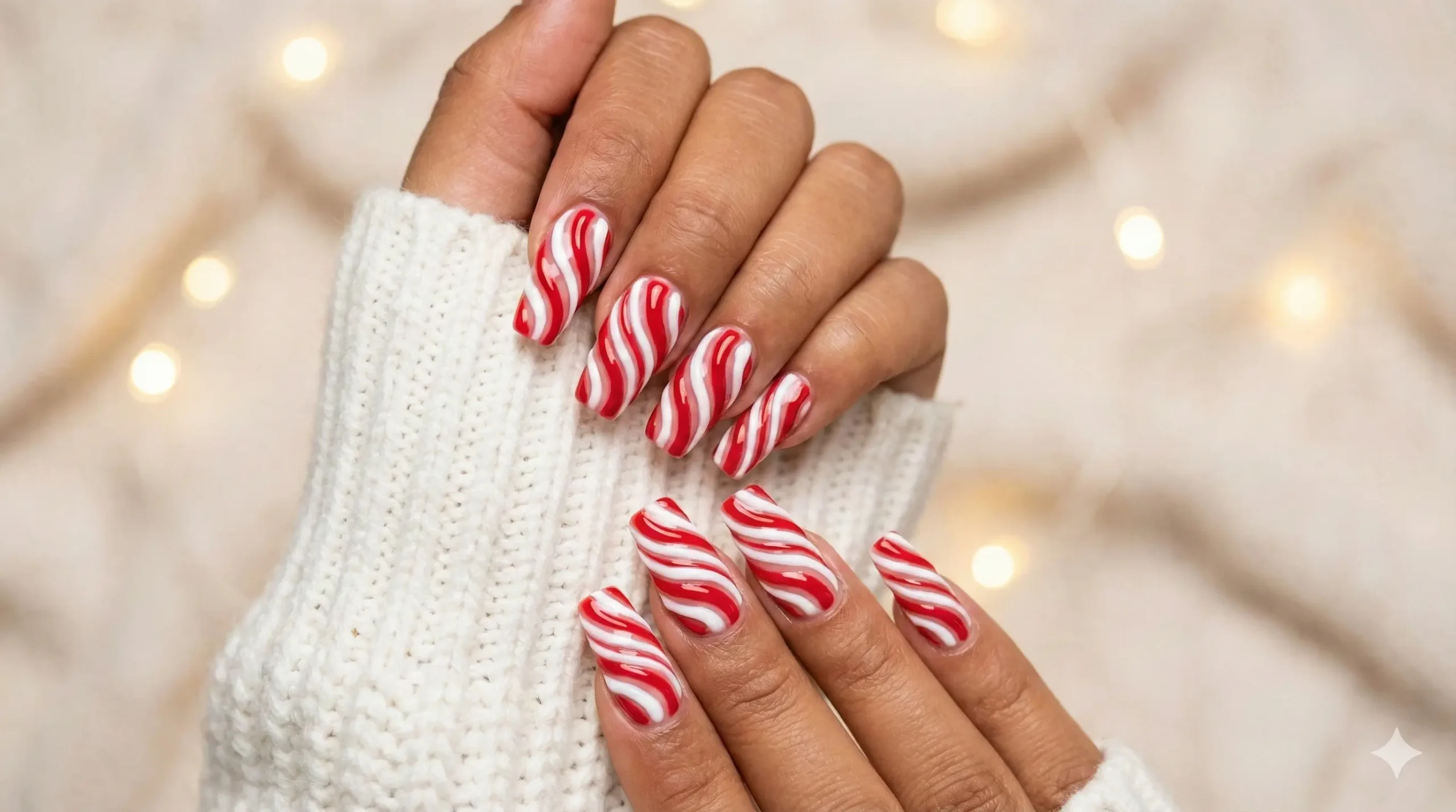 3D Gel Candy Cane Drip Nails - FemmeGlowDaily