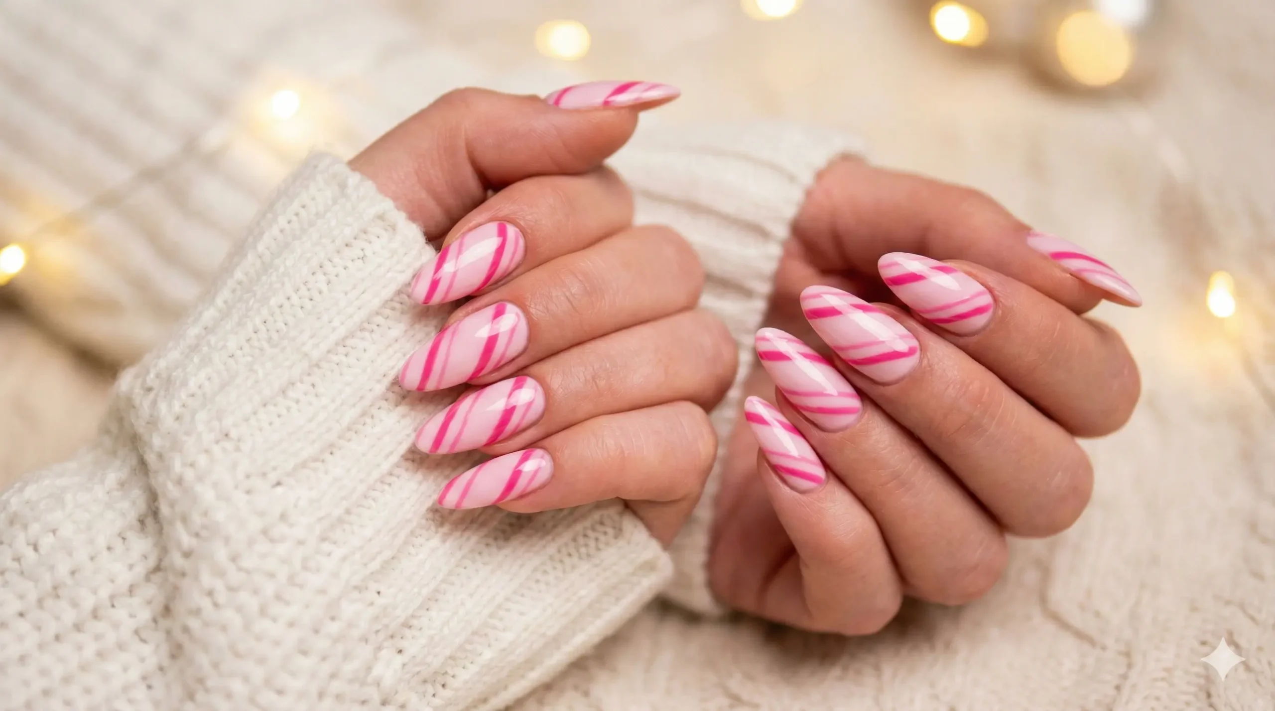 Barbie Pink Candy Cane Nails - FemmeGlowDaily