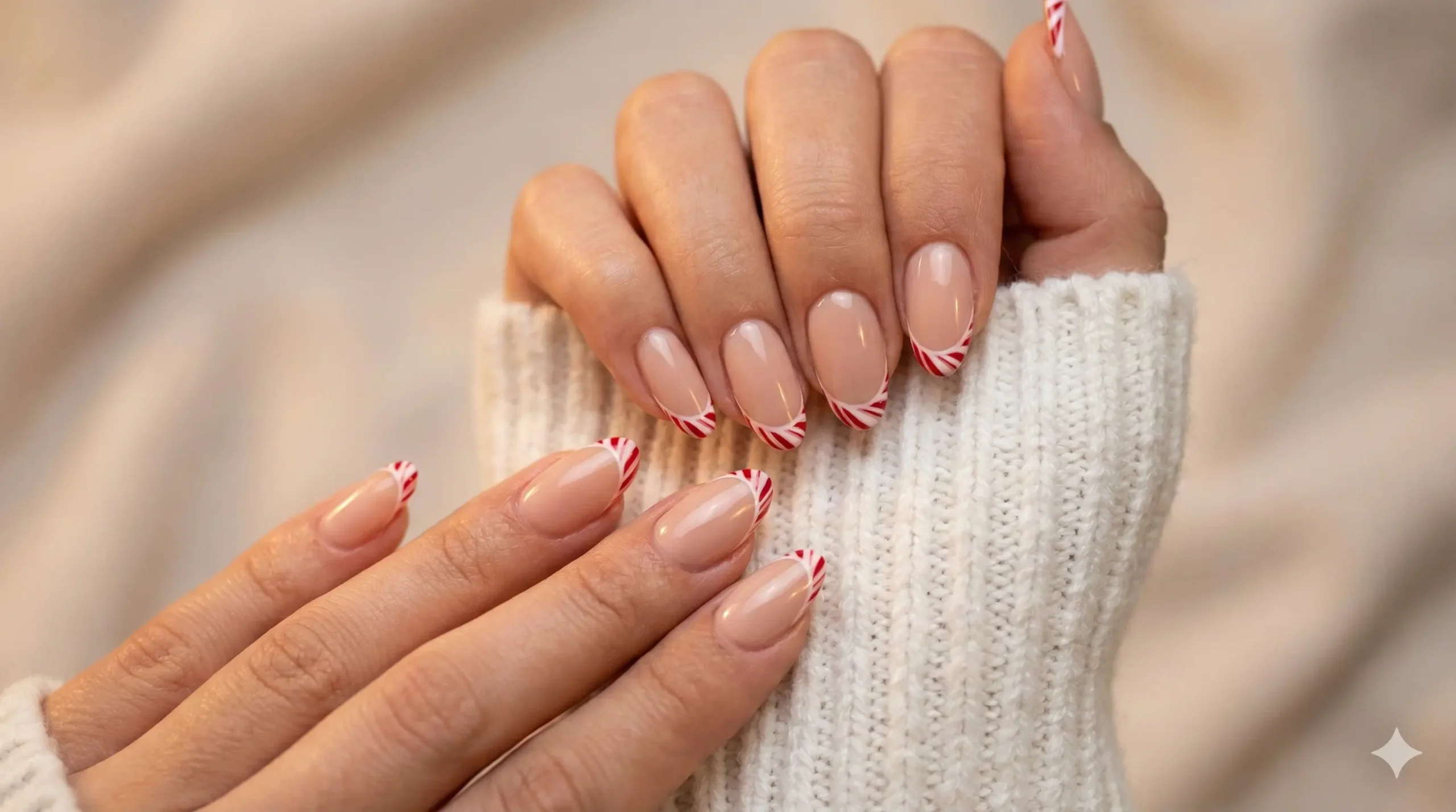 Candy Cane French Tip Nails - FemmeGlowDaily