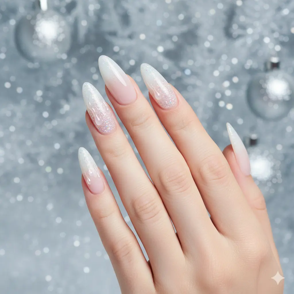 Frosted Icicle Ombre Nail Design