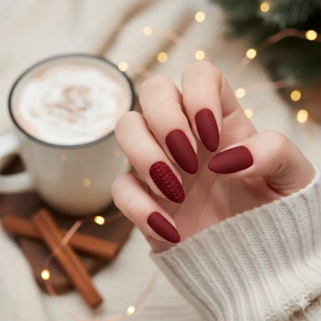 Red Velvet Matte Nail Design