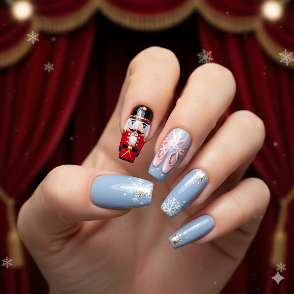 Nutcracker Inspired Nail Design