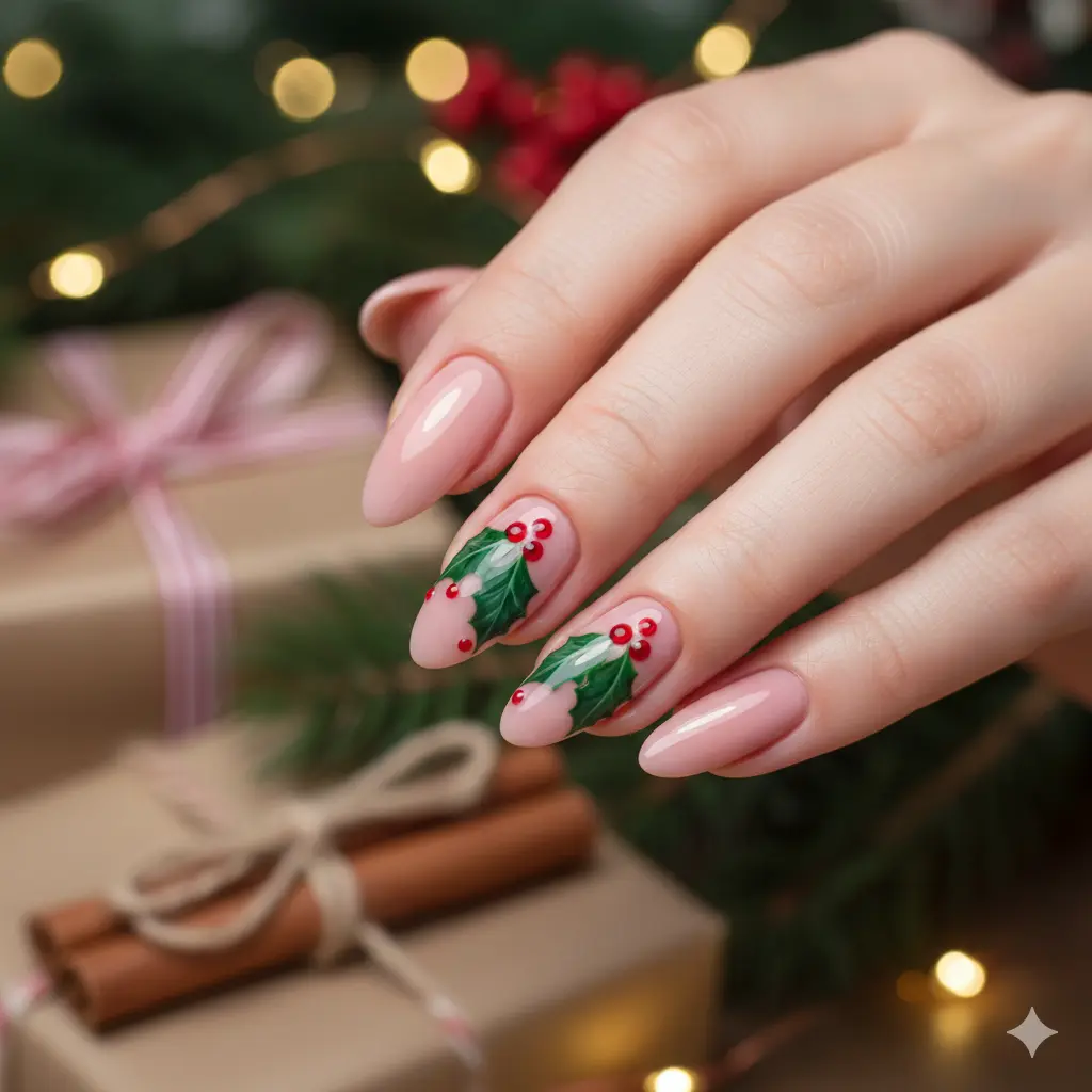 Holly Berry Accent Nails