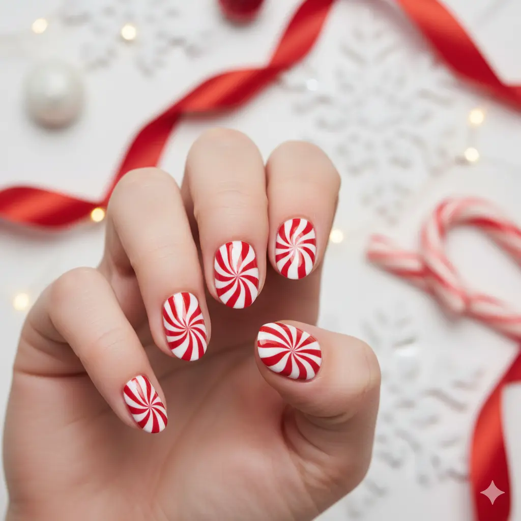 Peppermint Swirl Nails
