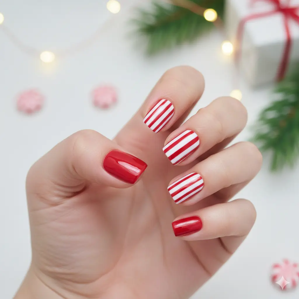 Candy Cane Stripe Nails