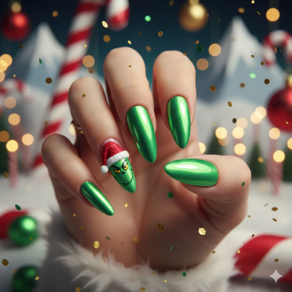 Grinch Inspired Green Nails