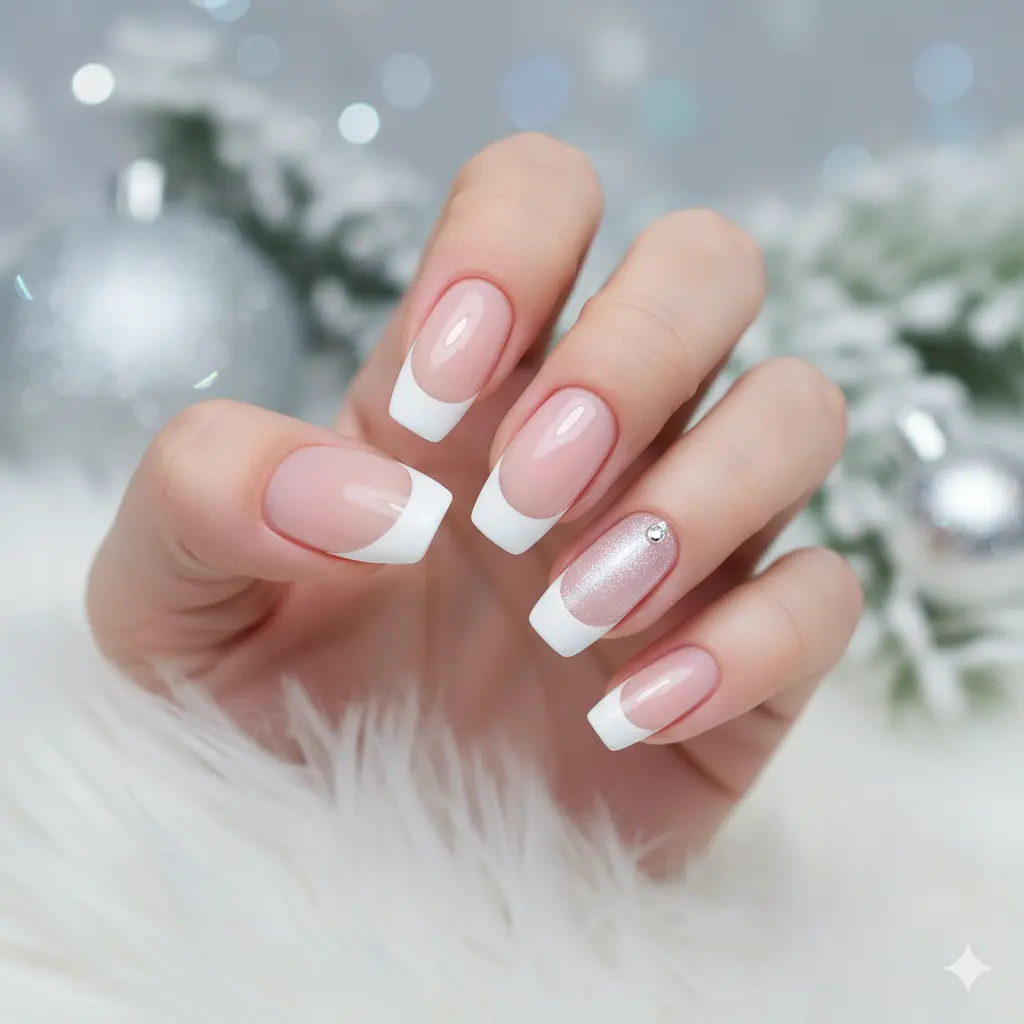 White Christmas French Tips
