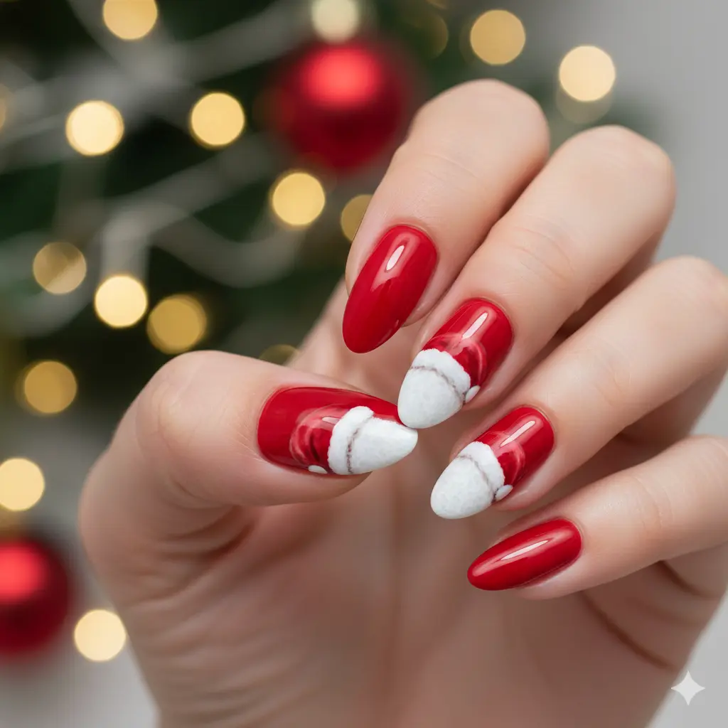 Santa Hat Nails