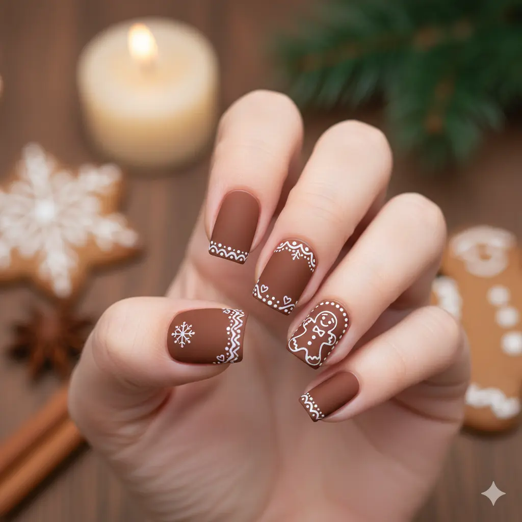 Gingerbread Cookie Nails