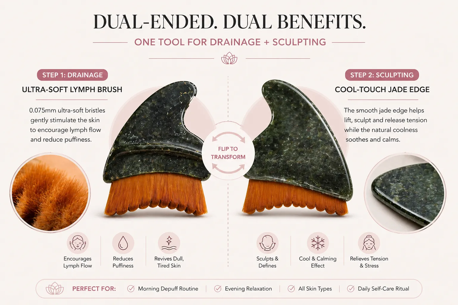 lymphatic contour face brush dual ended drainage and sculpting